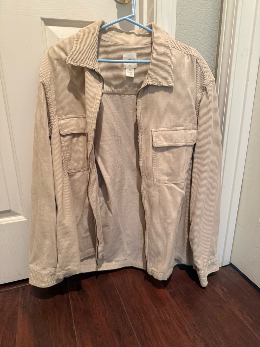 H&M Men’s Light Beige Corduroy Shirt Jacket